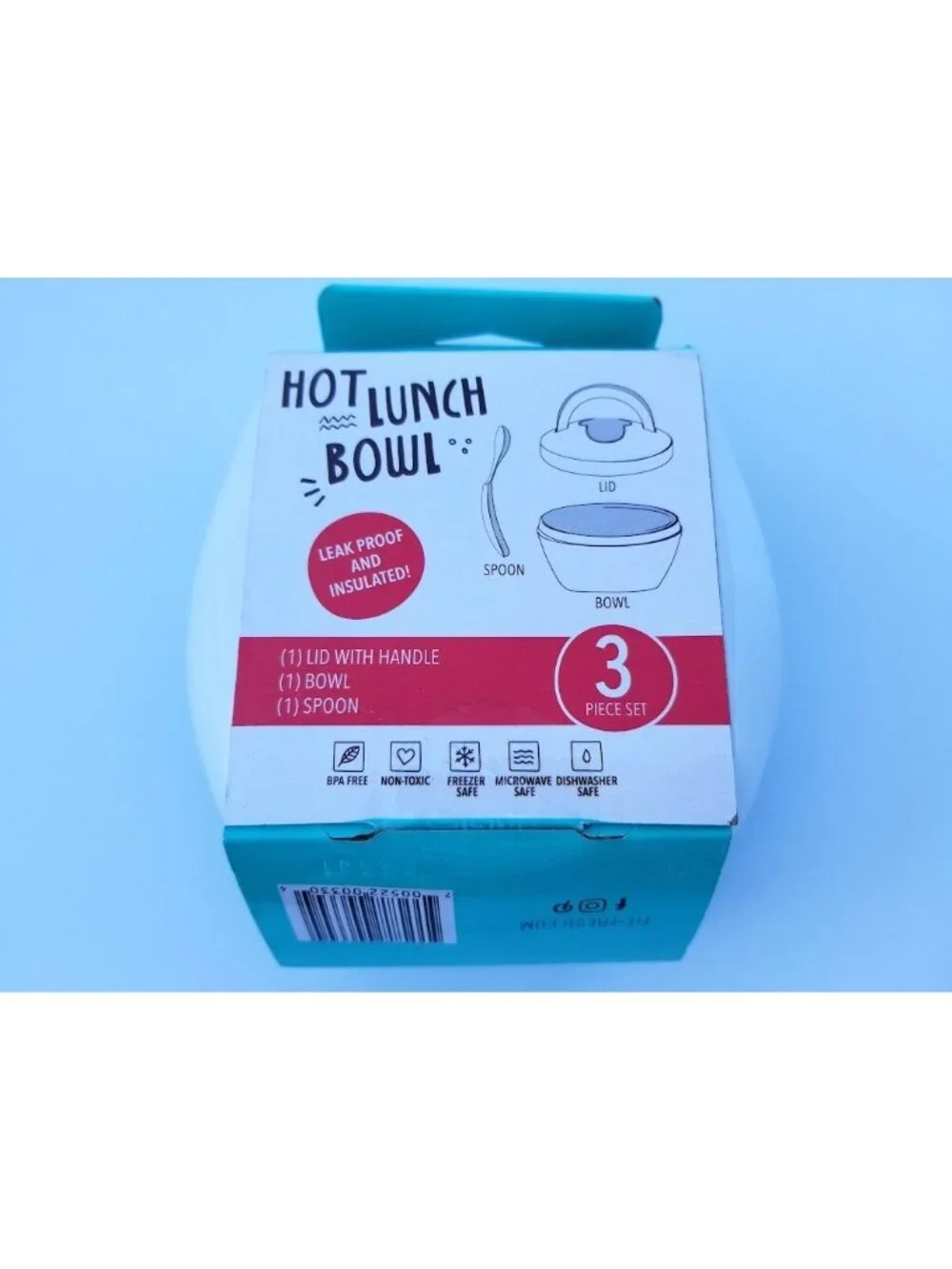 Fit & Fresh Leak Proof Hot Lunch Bowl Meal Container w Spoon 14oz Blue NEW - Picture 3 of 4